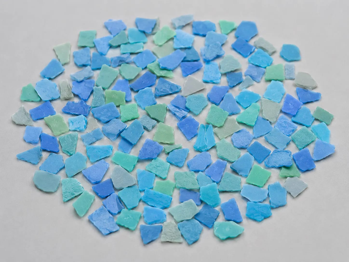 Blue and green flakes.