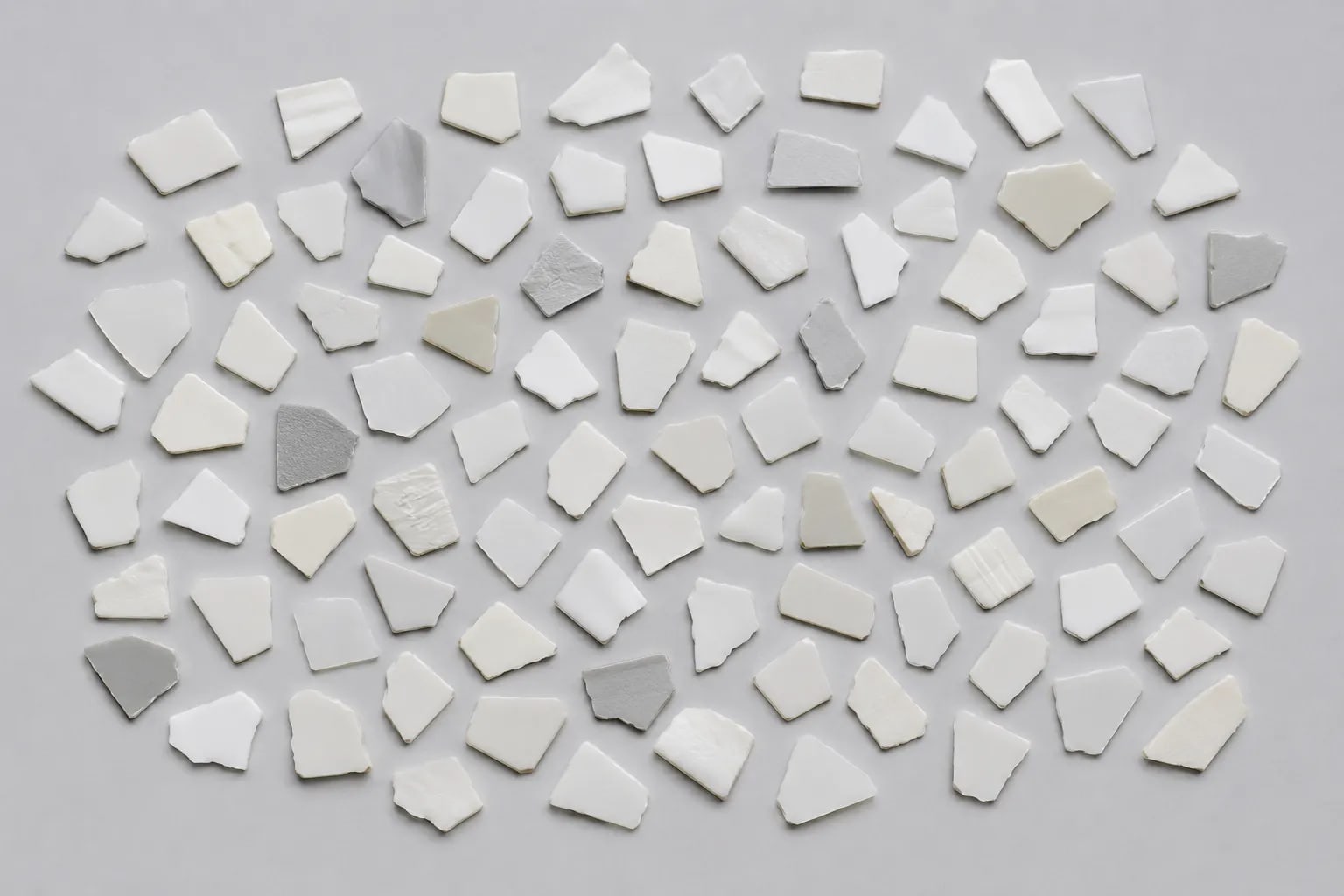 White PP and PE similar rigid flakes.