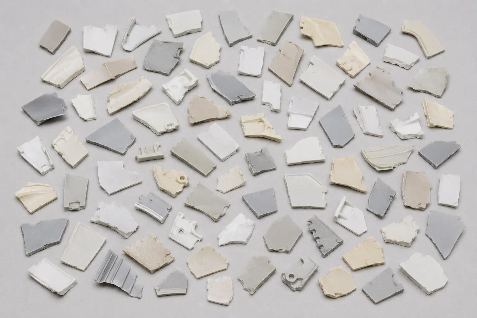 Neutral PS and ABS rigid plastic mix.