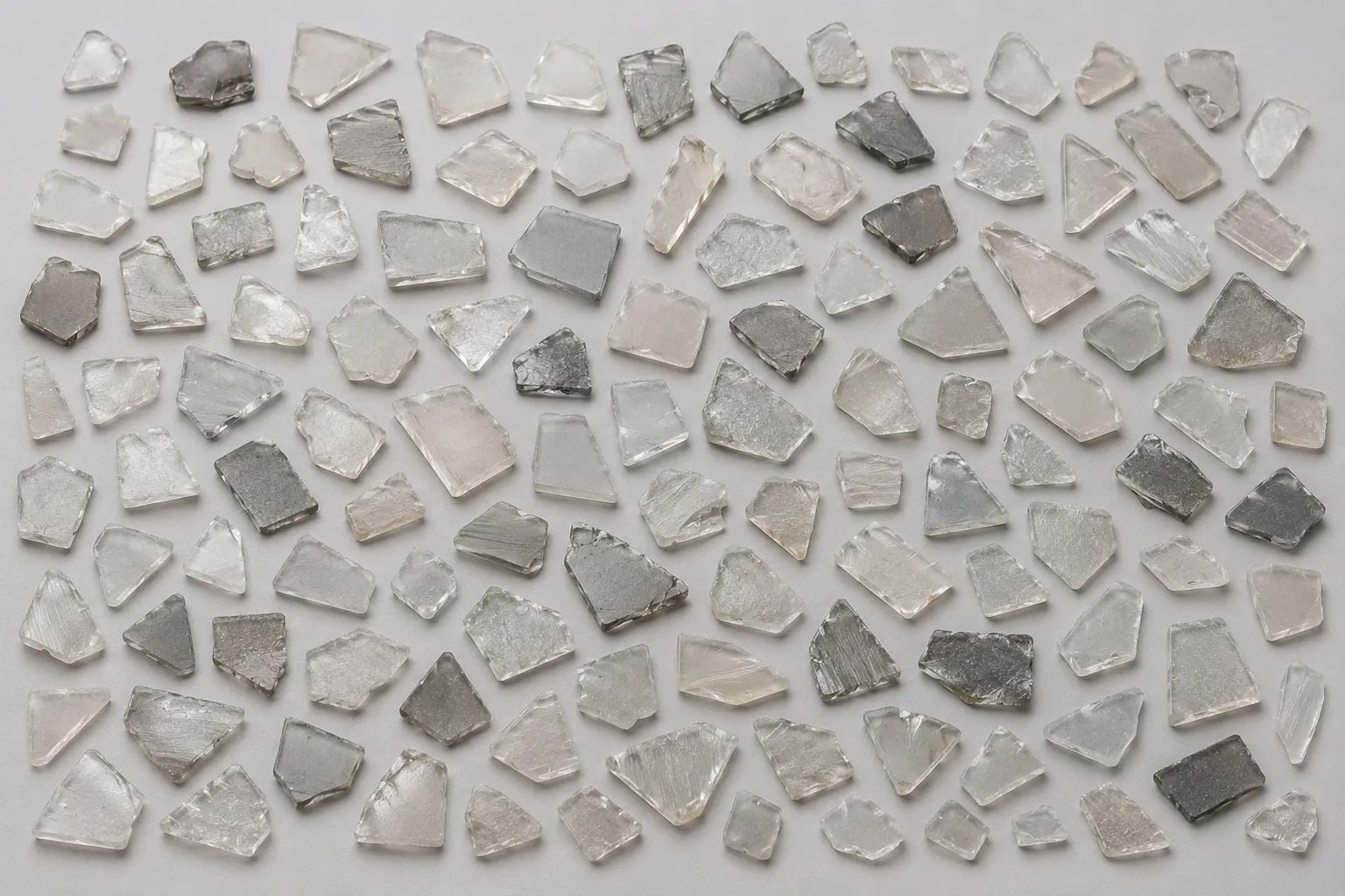 Cloudy transparent rigid plastic mix.