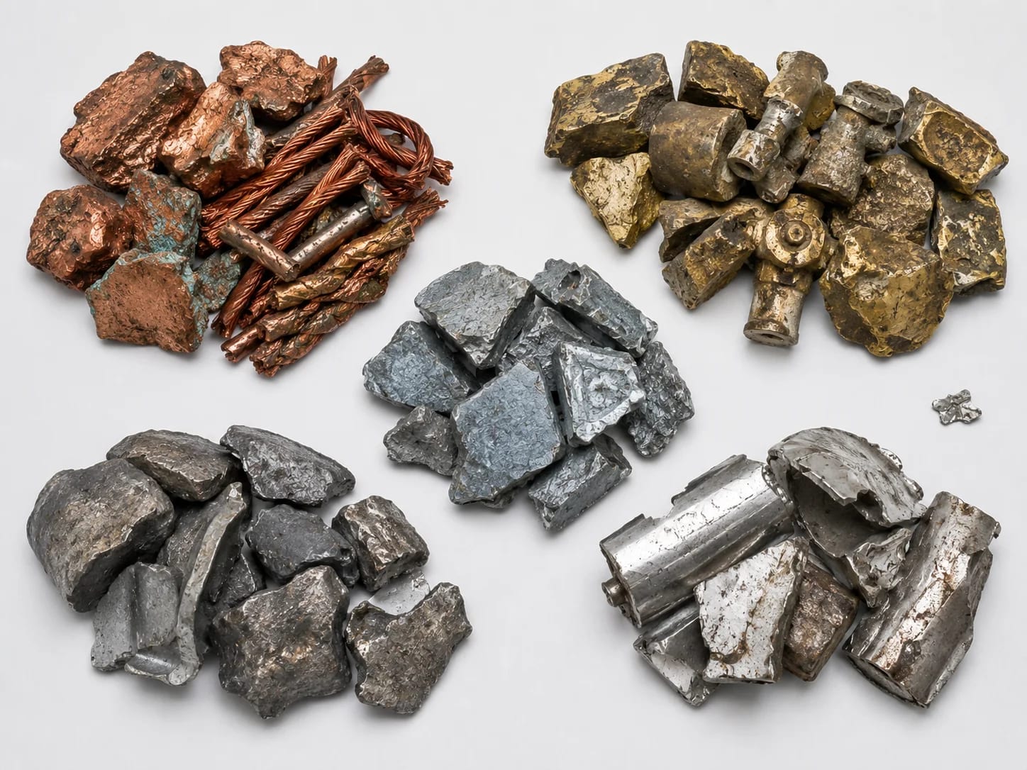 Fracción de rechazo de cobre, latón, zinc, plomo y acero inoxidable retirada de la chatarra de aluminio.