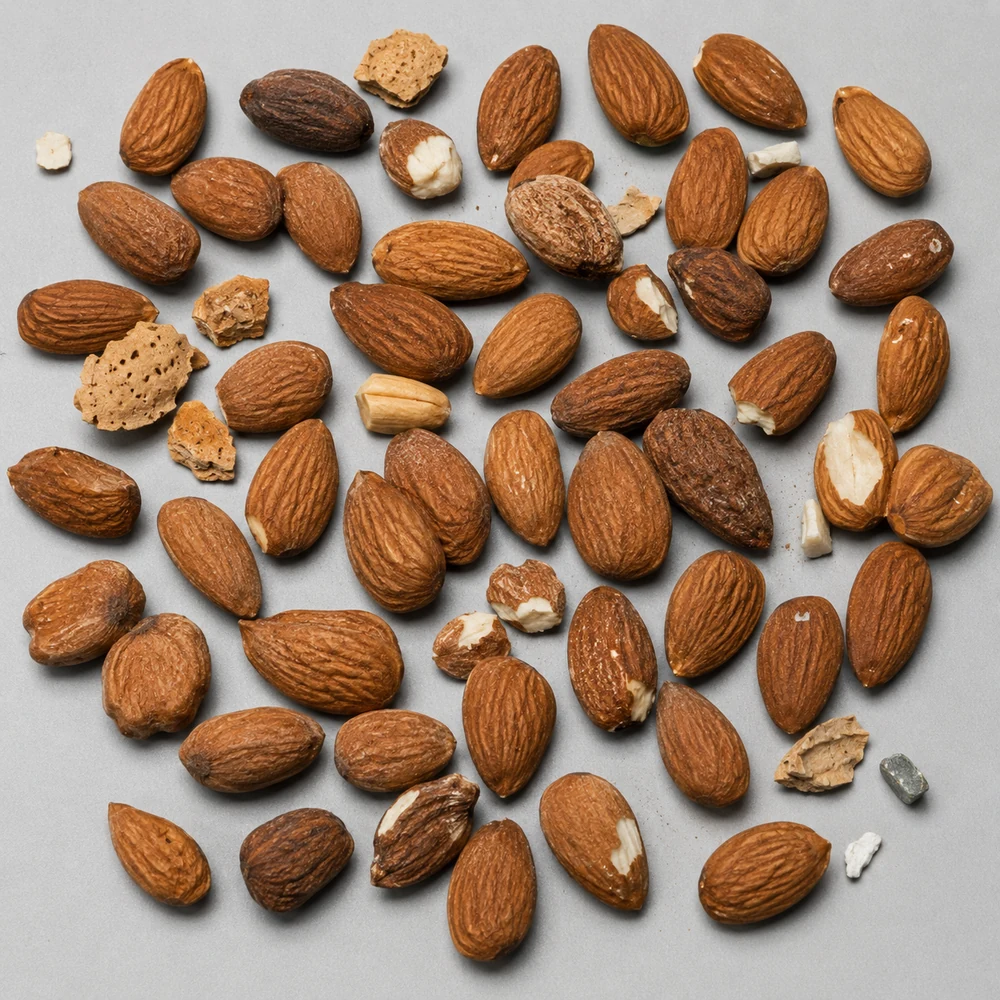 Entrada mixta de nueces preparada para clasificación óptica
