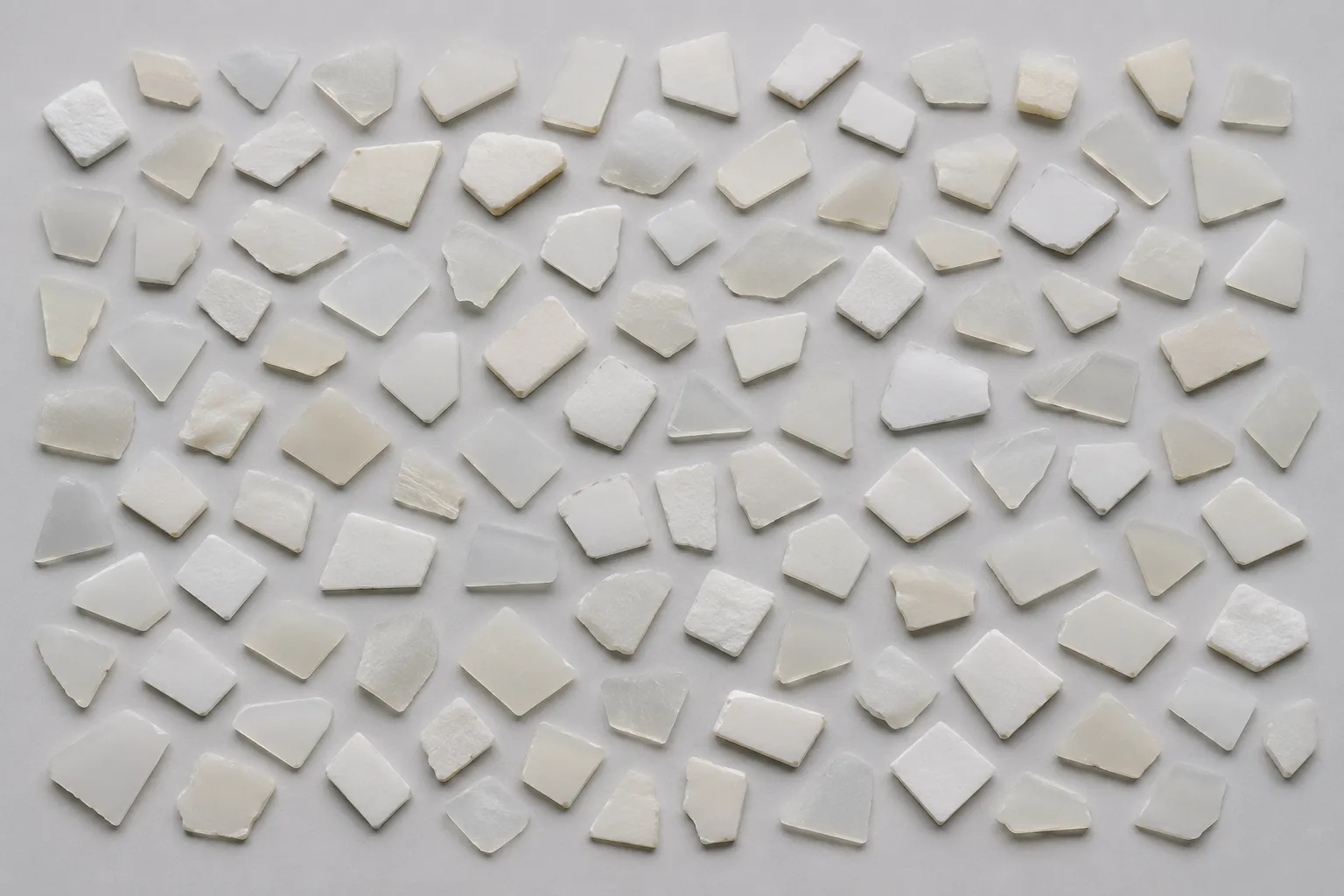 Milky and translucent PE and PP rigid flakes.