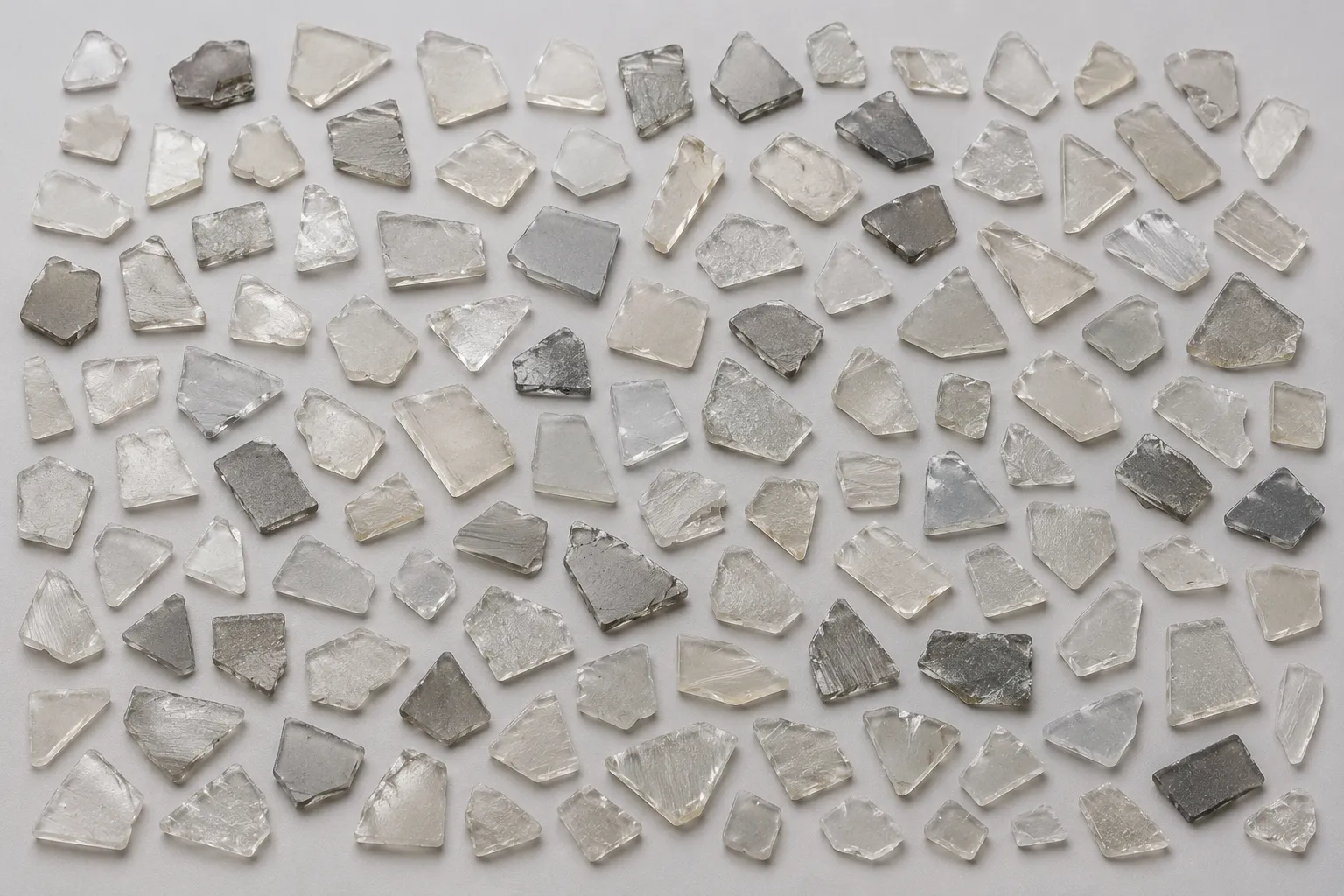 Cloudy transparent rigid plastic mix.
